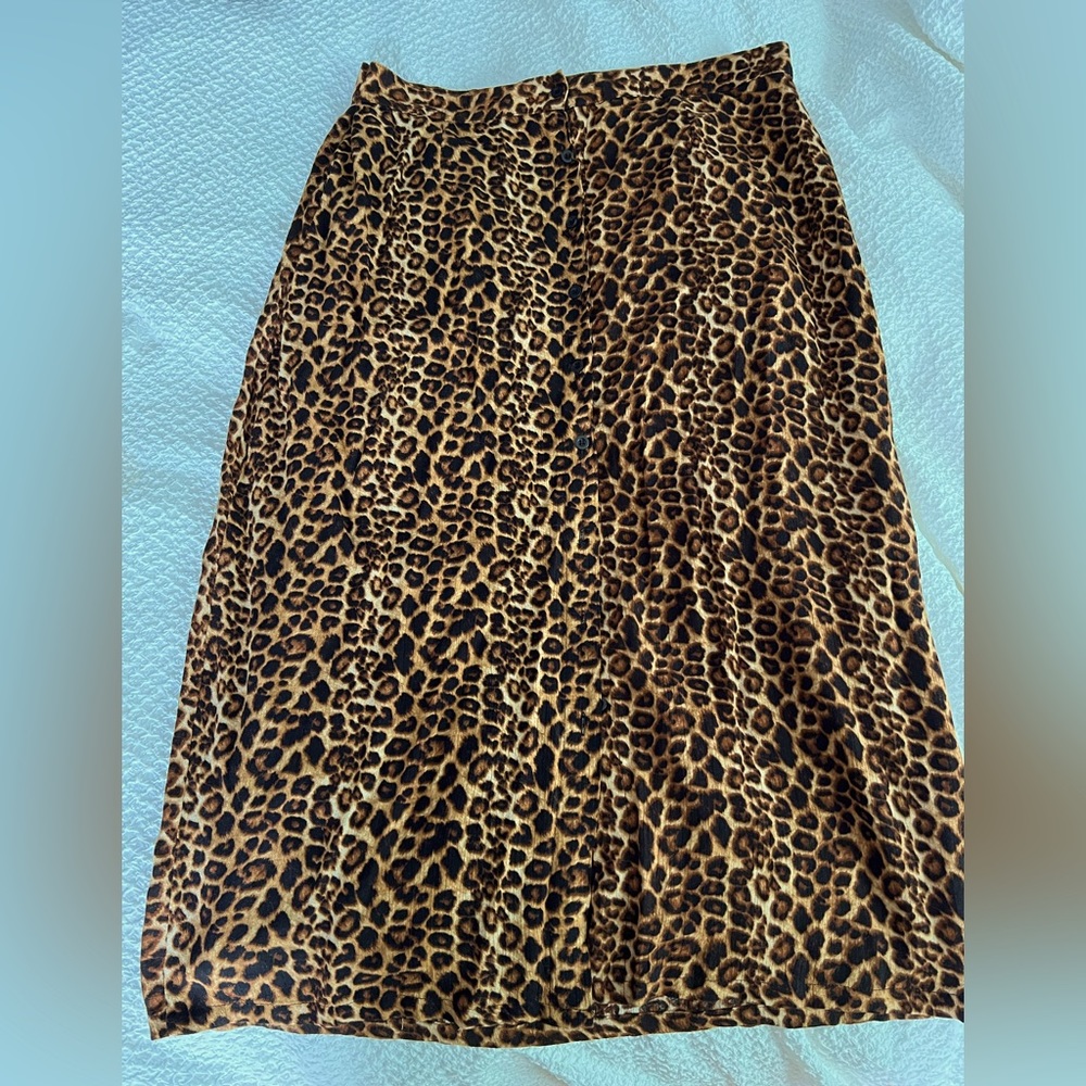 Daisy street XL leopard button down a line midi skirt